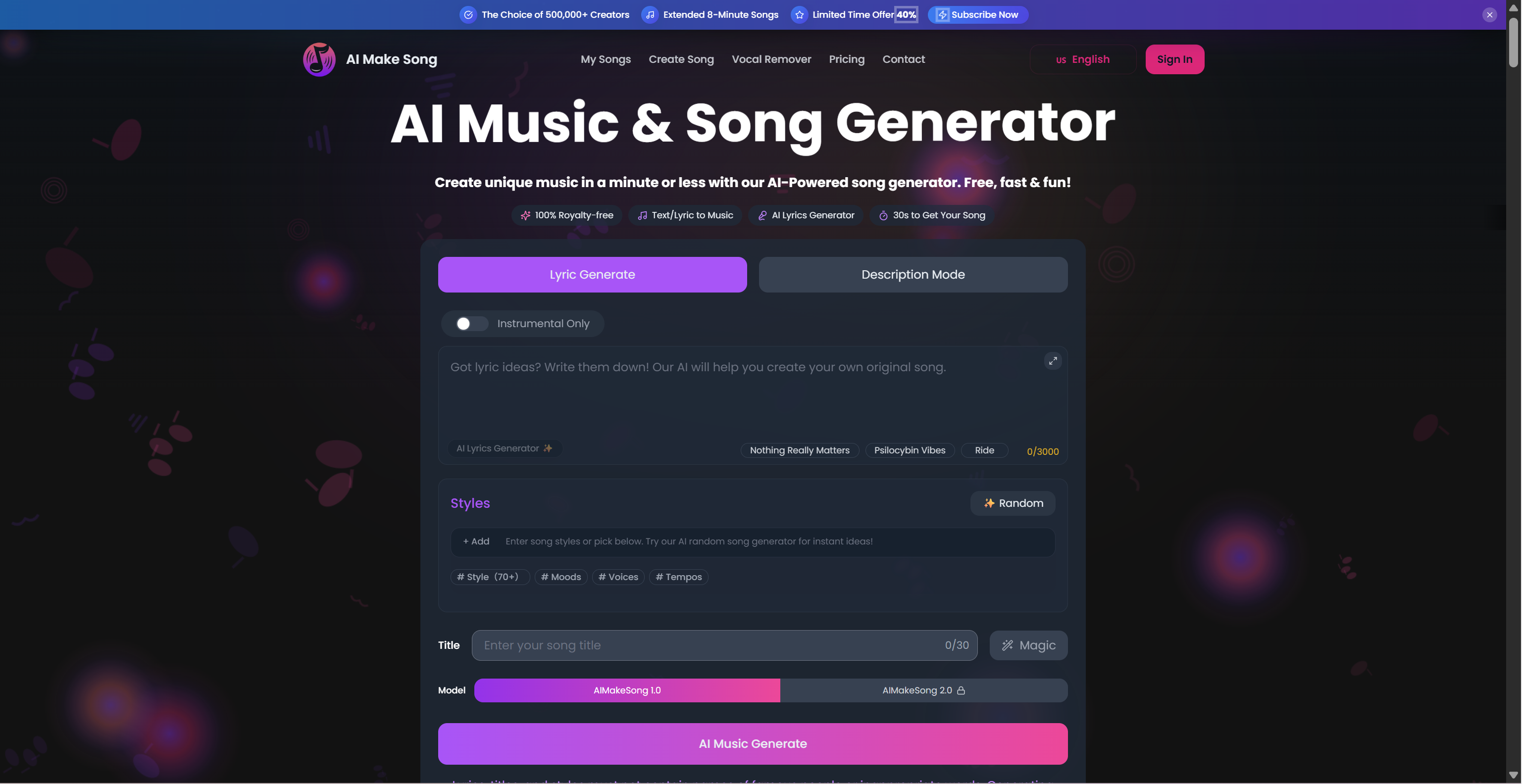 如何使用AiMakeSong在线将文字转换为歌曲